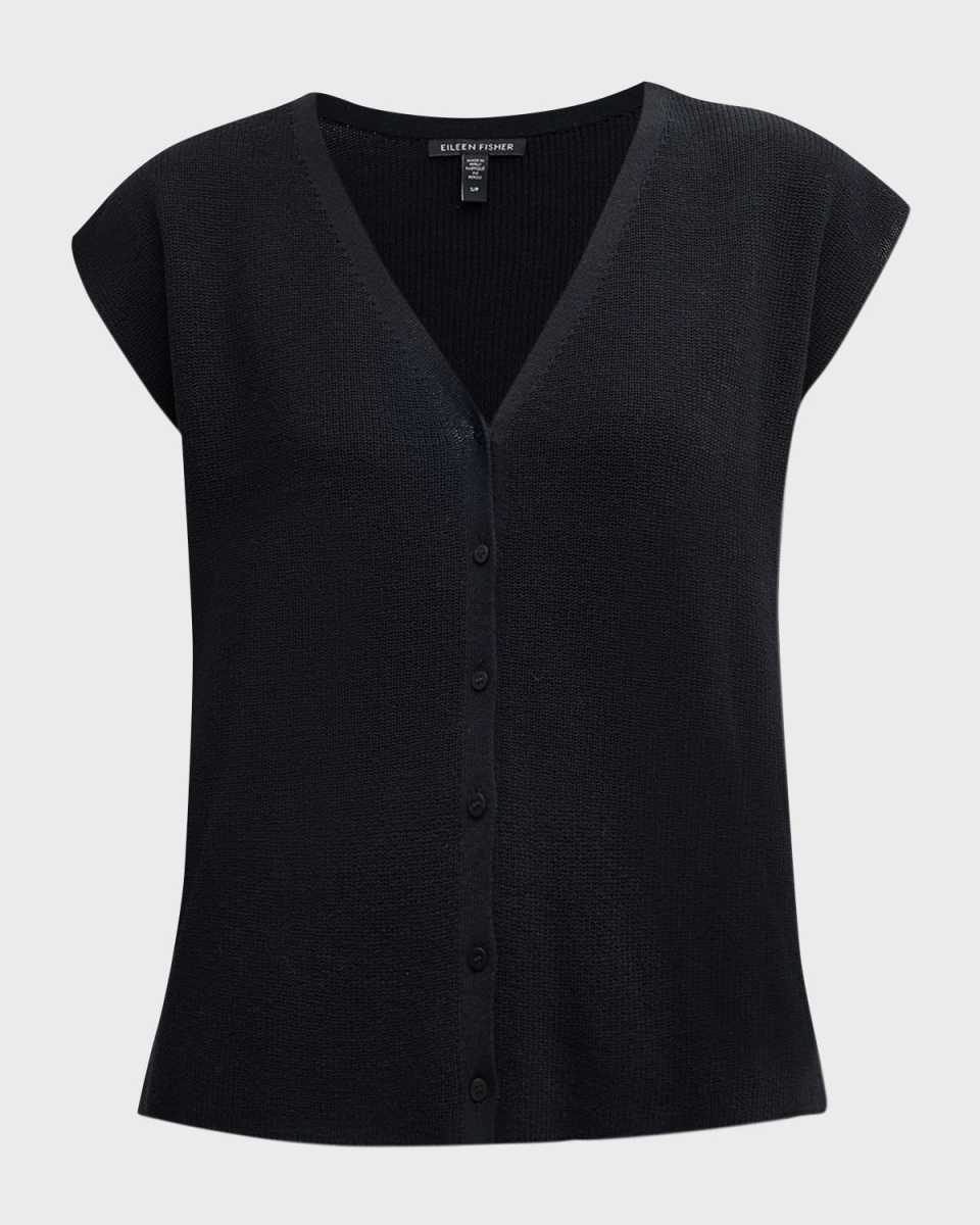 V-Neck Cap-Sleeve Crepe Vest